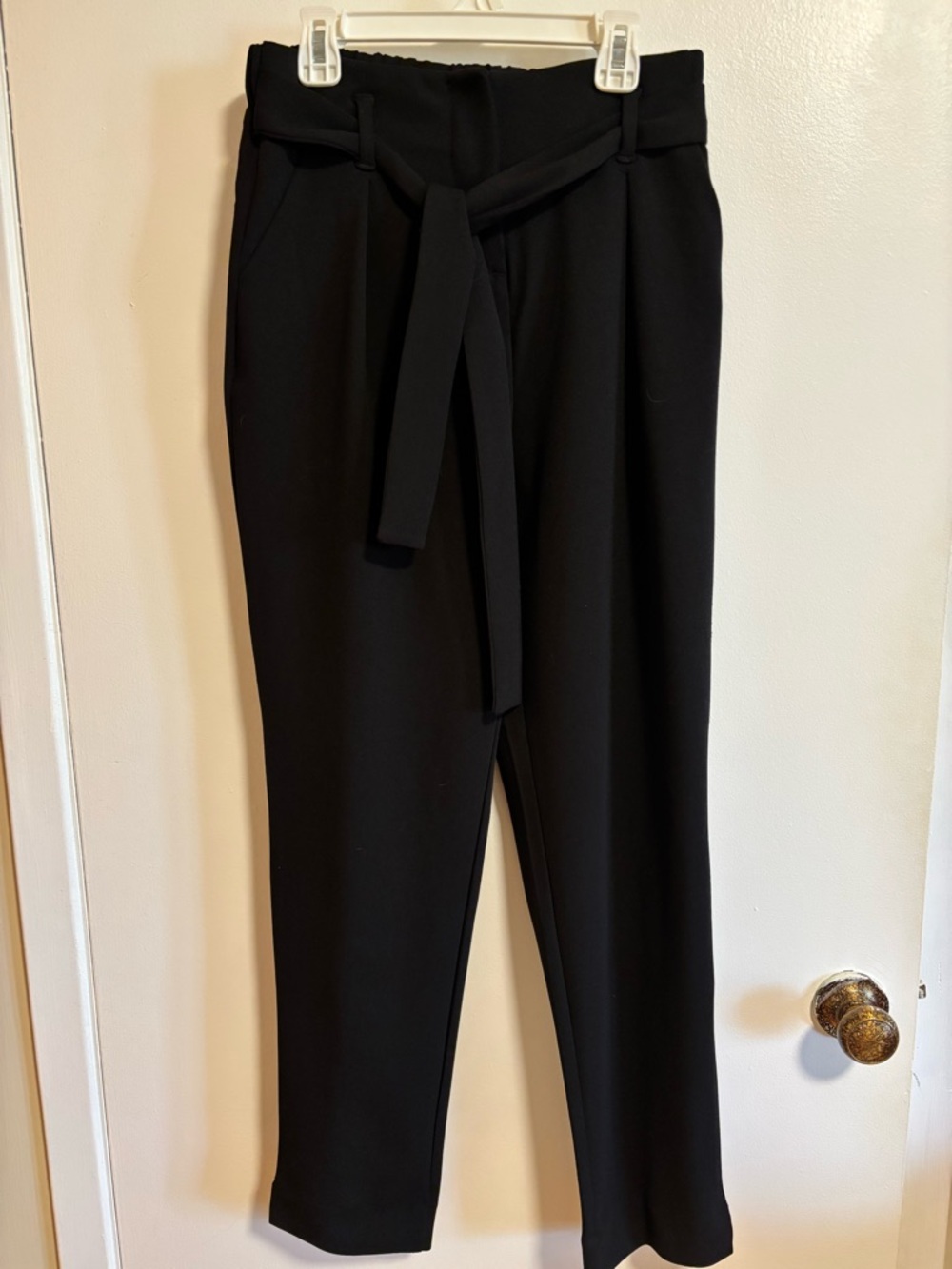 Black Women's Dress Pants with Belted Waist